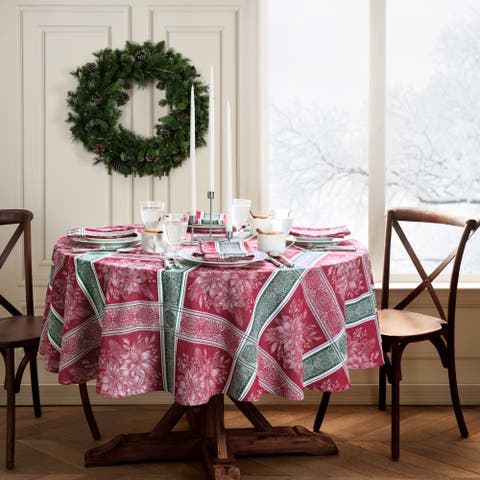 Poinsettia Plaid Jacquard Plaid Tablecloth