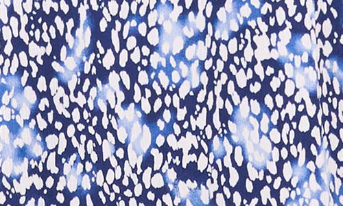 Vince Camuto Metallic Abstract Print Long Sleeve Maxi Dress In Blue