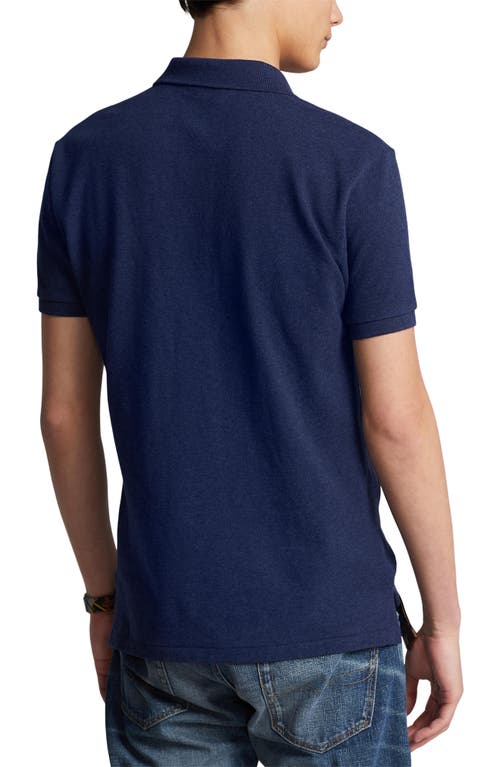 Polo Ralph Lauren Icon Logo Tipped Pique Polo Custom Fit In Blue