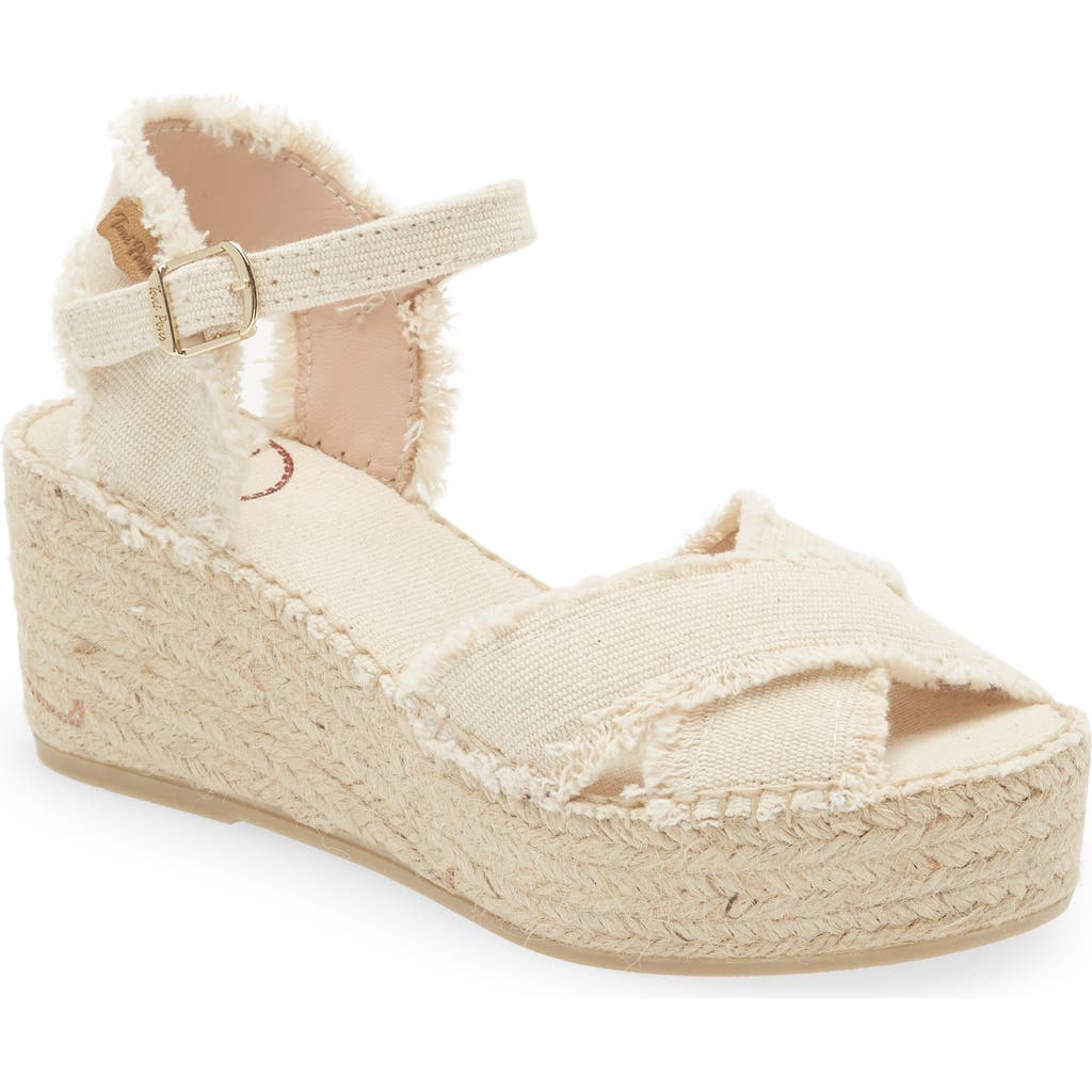 Toni Pons Irina Ankle Strap Wedge Sandal In Ecru Fabric