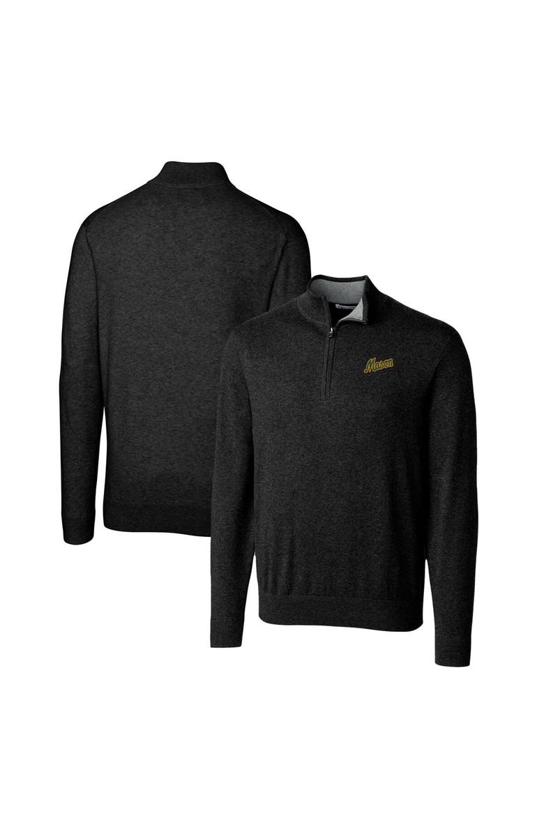 Cutter & Buck Men's Cutter & Buck Black George Mason Patriots Lakemont Tri-Blend Big & Tall Quarter-Zip Pullover Sweater, Main, color, 