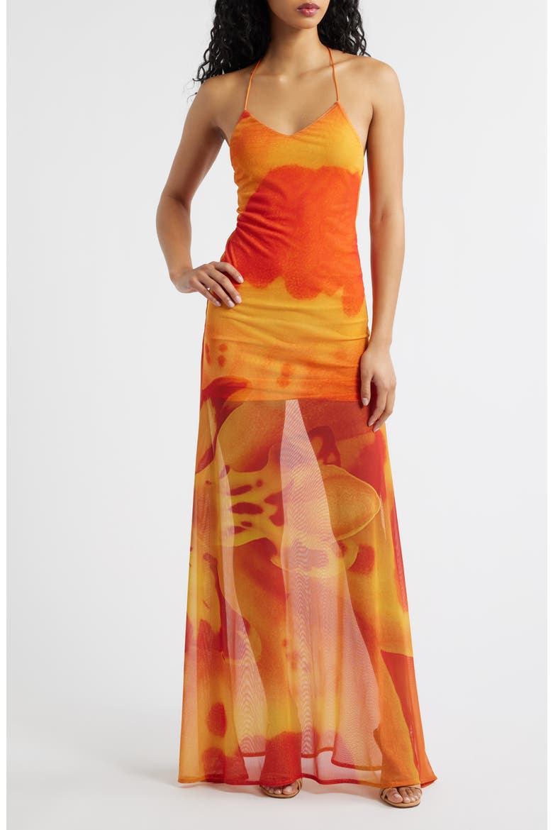 Balita Mesh Maxi Dress, Main, color, PEACH