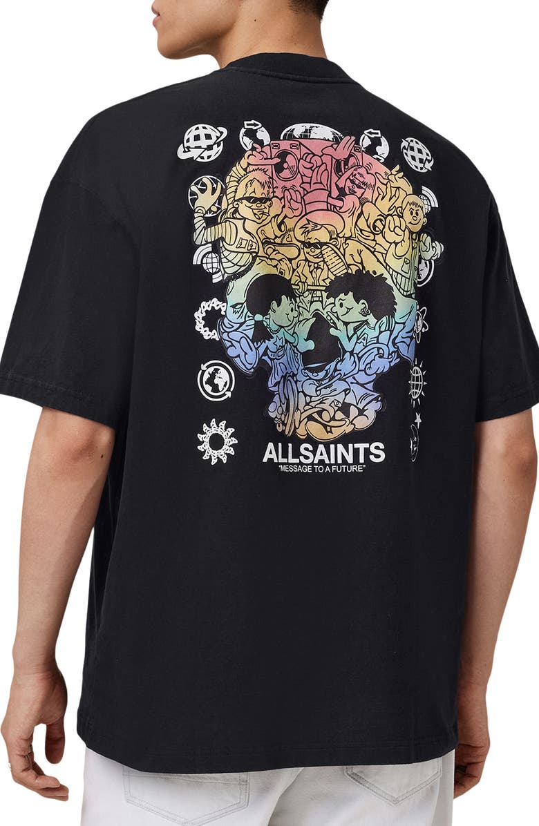 AllSaints Trance Oversize Graphic T-Shirt, Alternate, color, Washed Black
