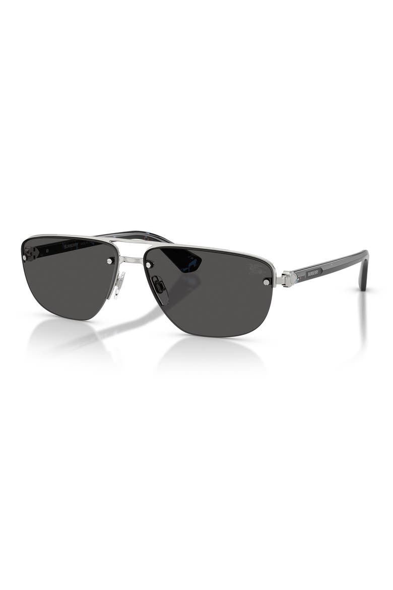 62mm Oversize Irregular Sunglasses, Alternate, color, SILVER / DARK GREY