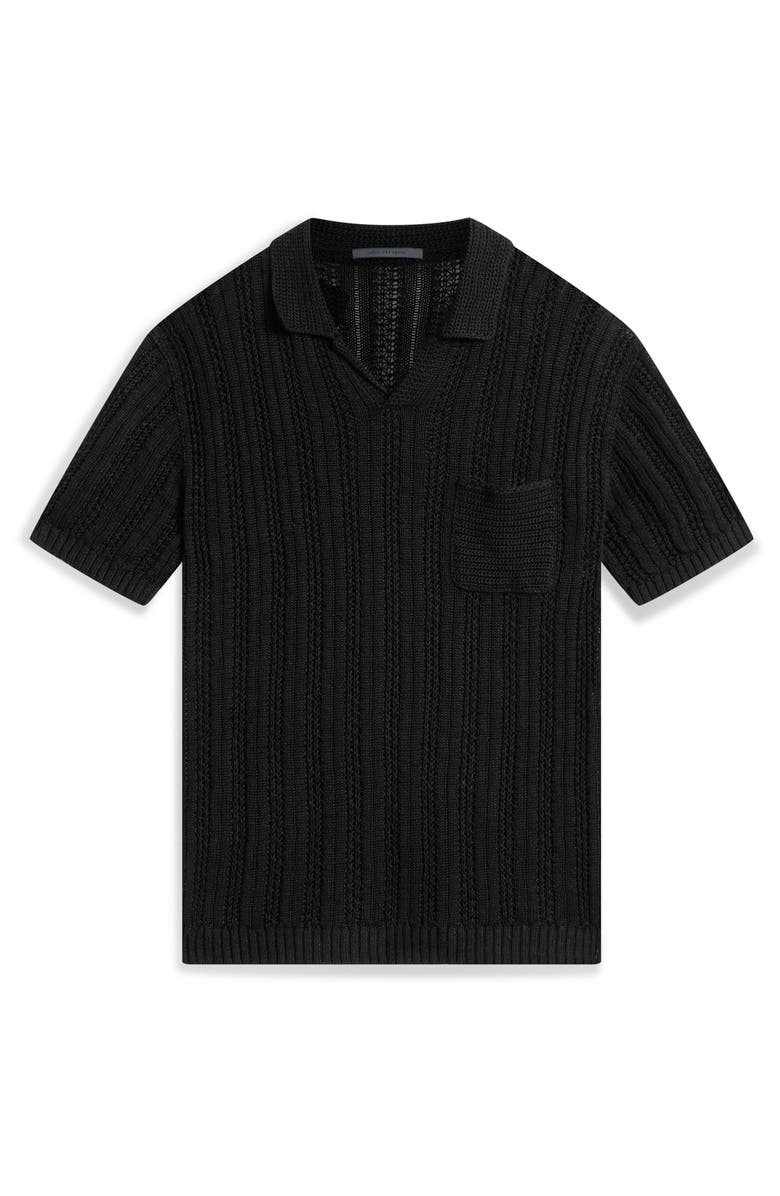 John Varvatos Odin Short Sleeve Textured Linen Sweater, Alternate, color, 