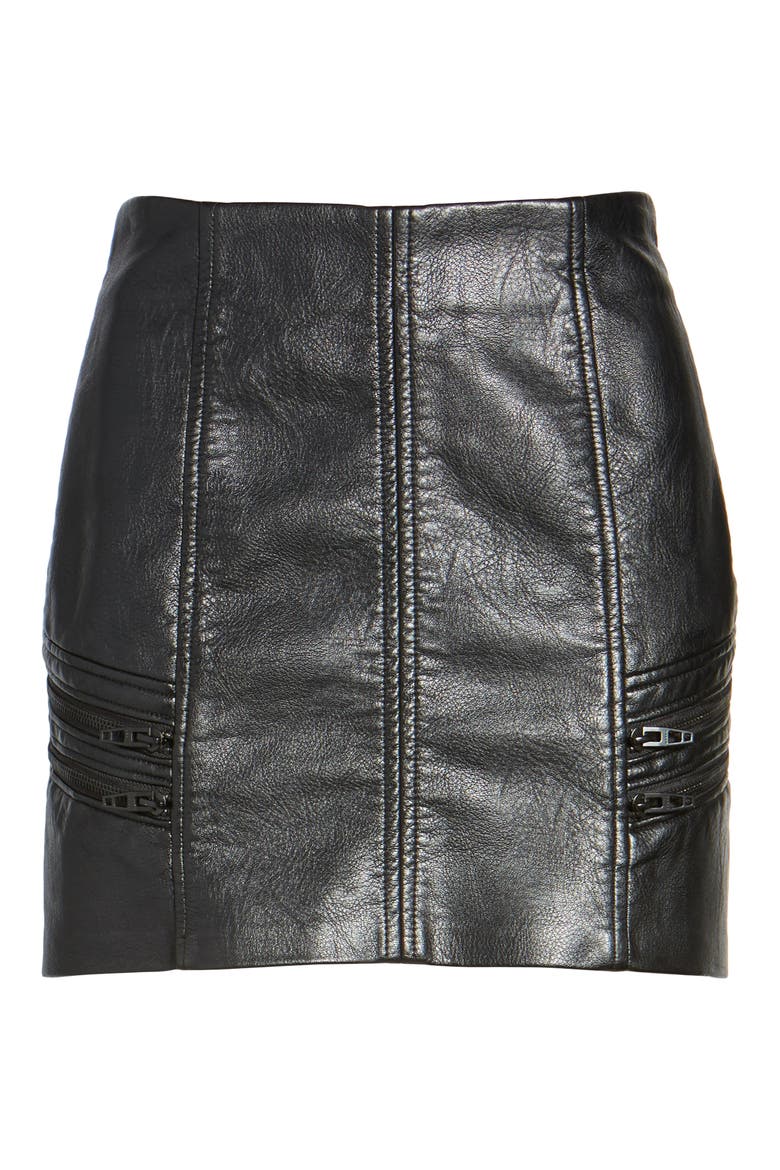 High Waist Zip Miniskirt, Alternate, color, TRUE BLACK