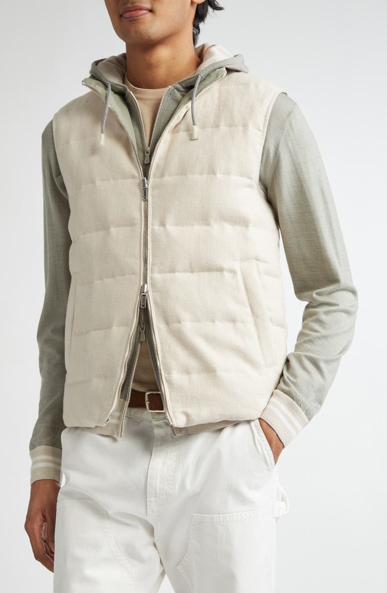 Eleventy Reversible Linen Down Puffer Vest, Alternate, color, 02-07 Sand And Sage