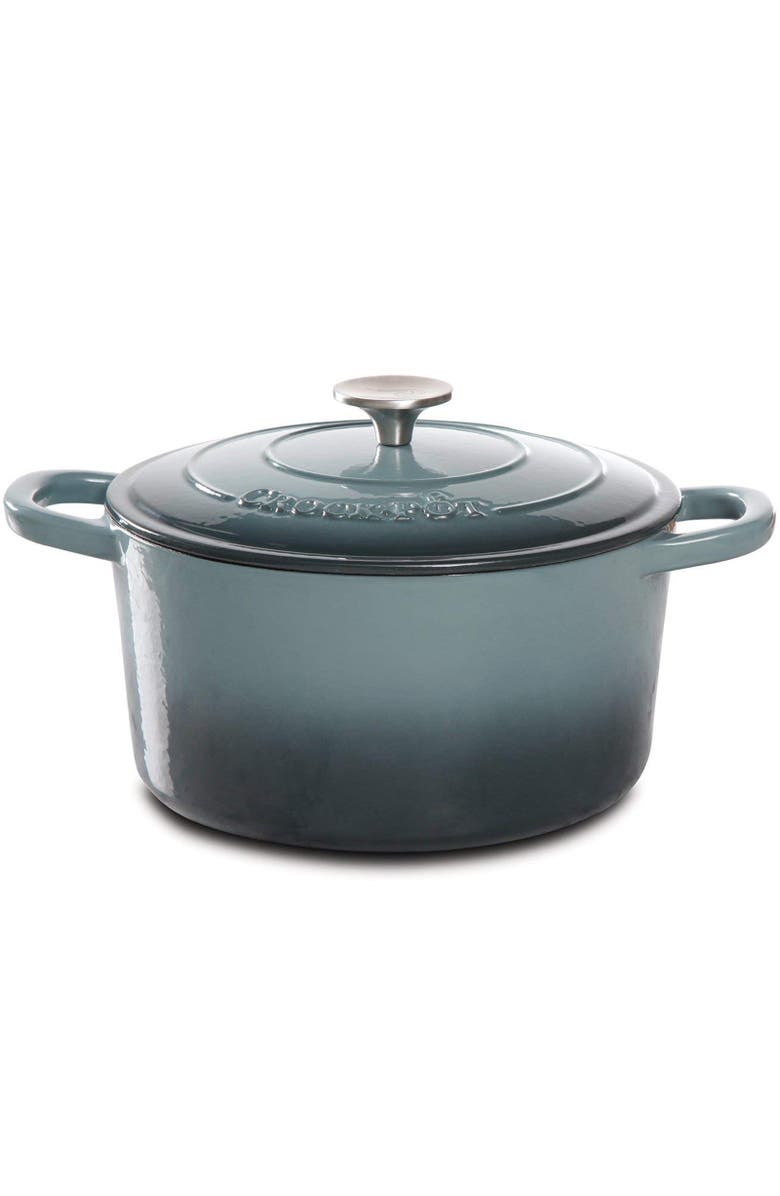 Crock-pot 5 Quart Round Enameled Cast Iron Dutch Oven, Alternate, color, Grey