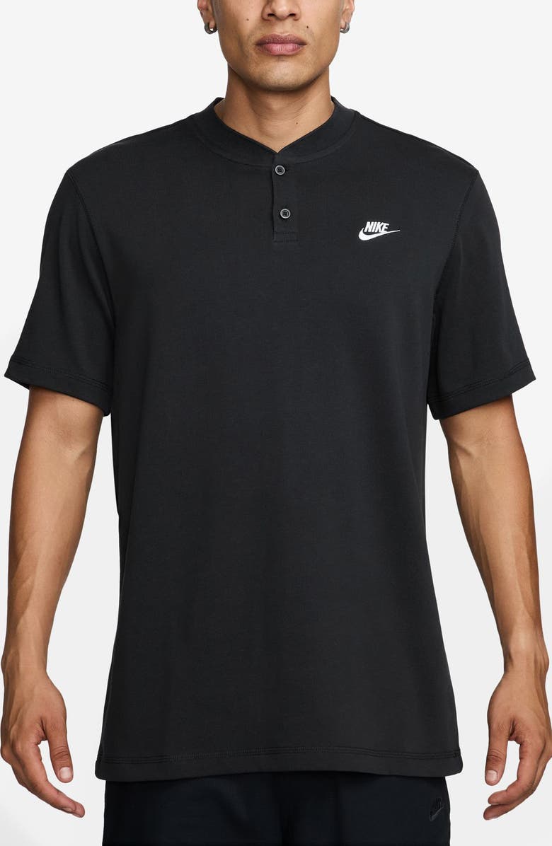 Nike Club Short Sleeve Cotton Henley, Main, color, Black/ White