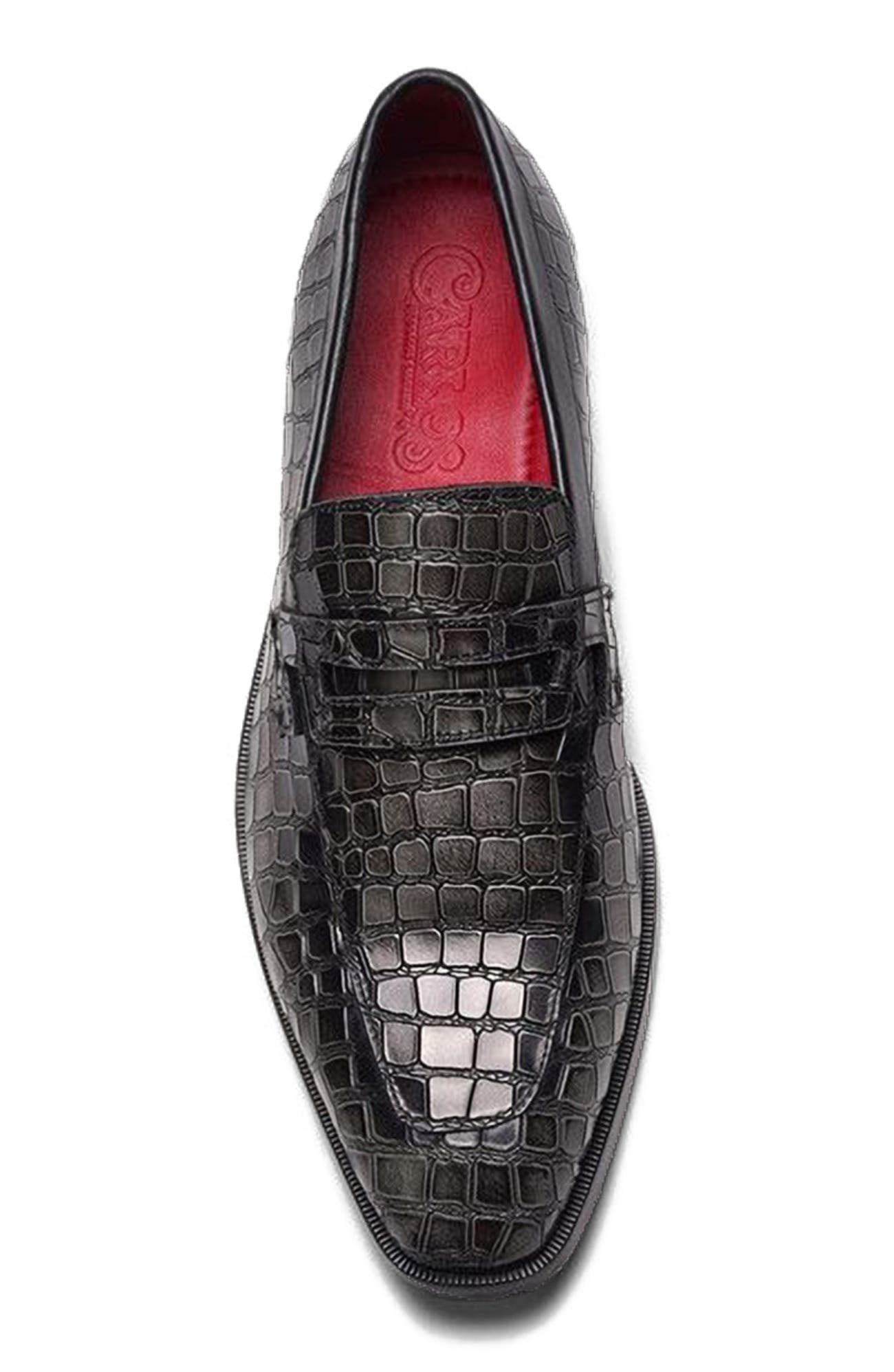 CARLOS SANTANA Nocturne Penny Loafer, Alternate, color, Grey Croco Print