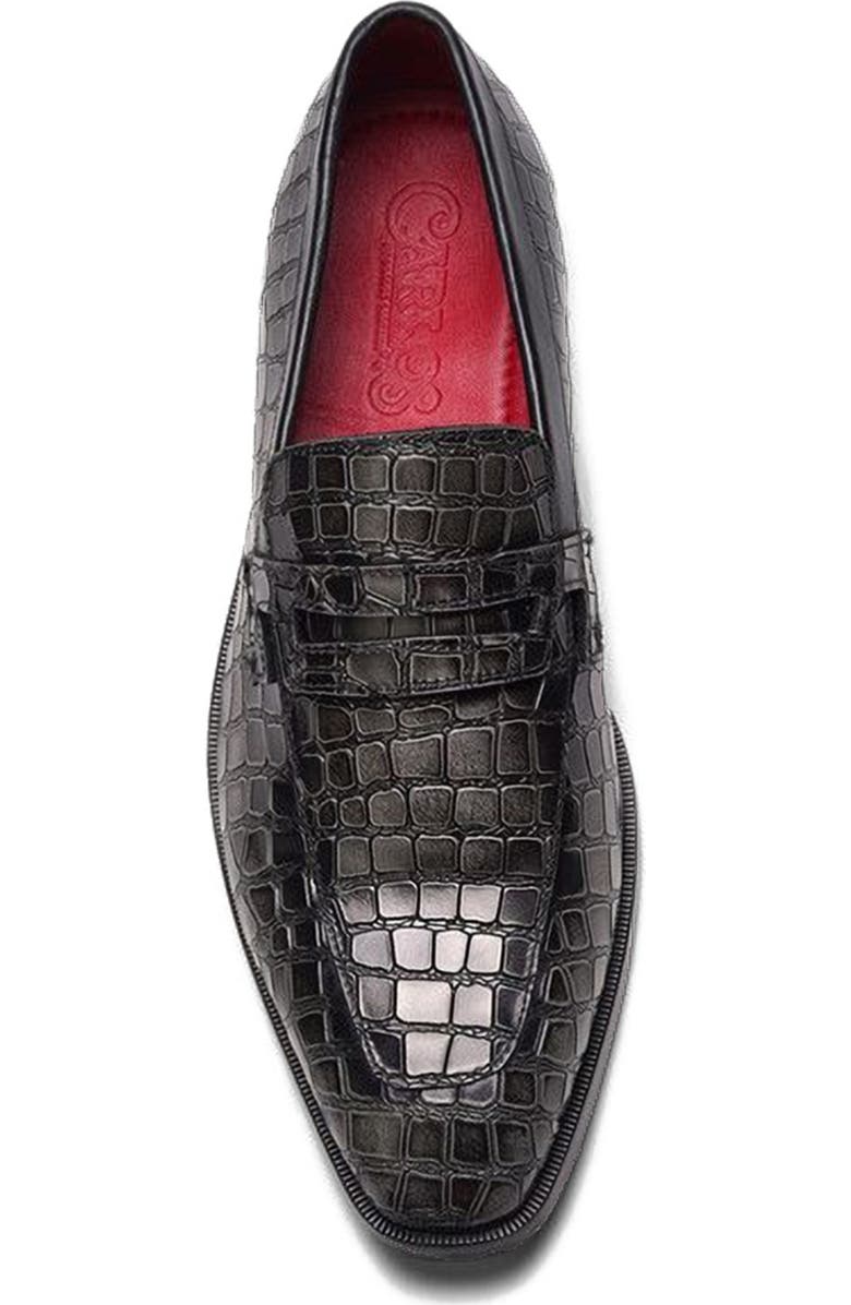 CARLOS SANTANA Nocturne Penny Loafer, Alternate, color, Grey Croco Print