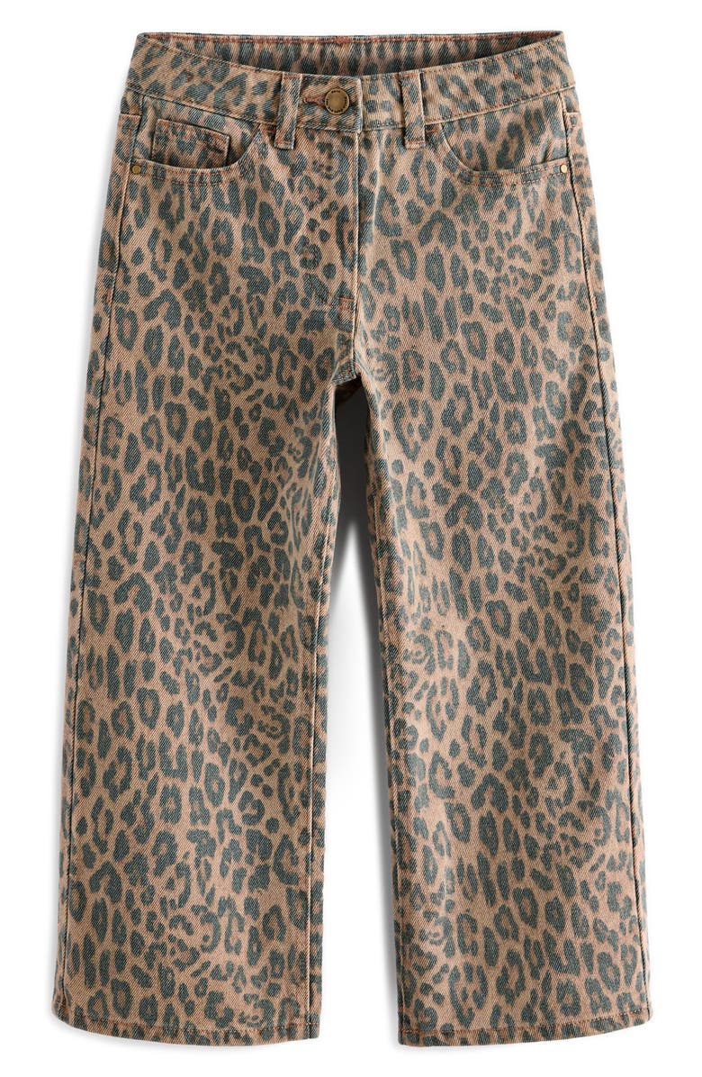NEXT Kids' Leopard Print Wide Leg Jeans, Main, color, 