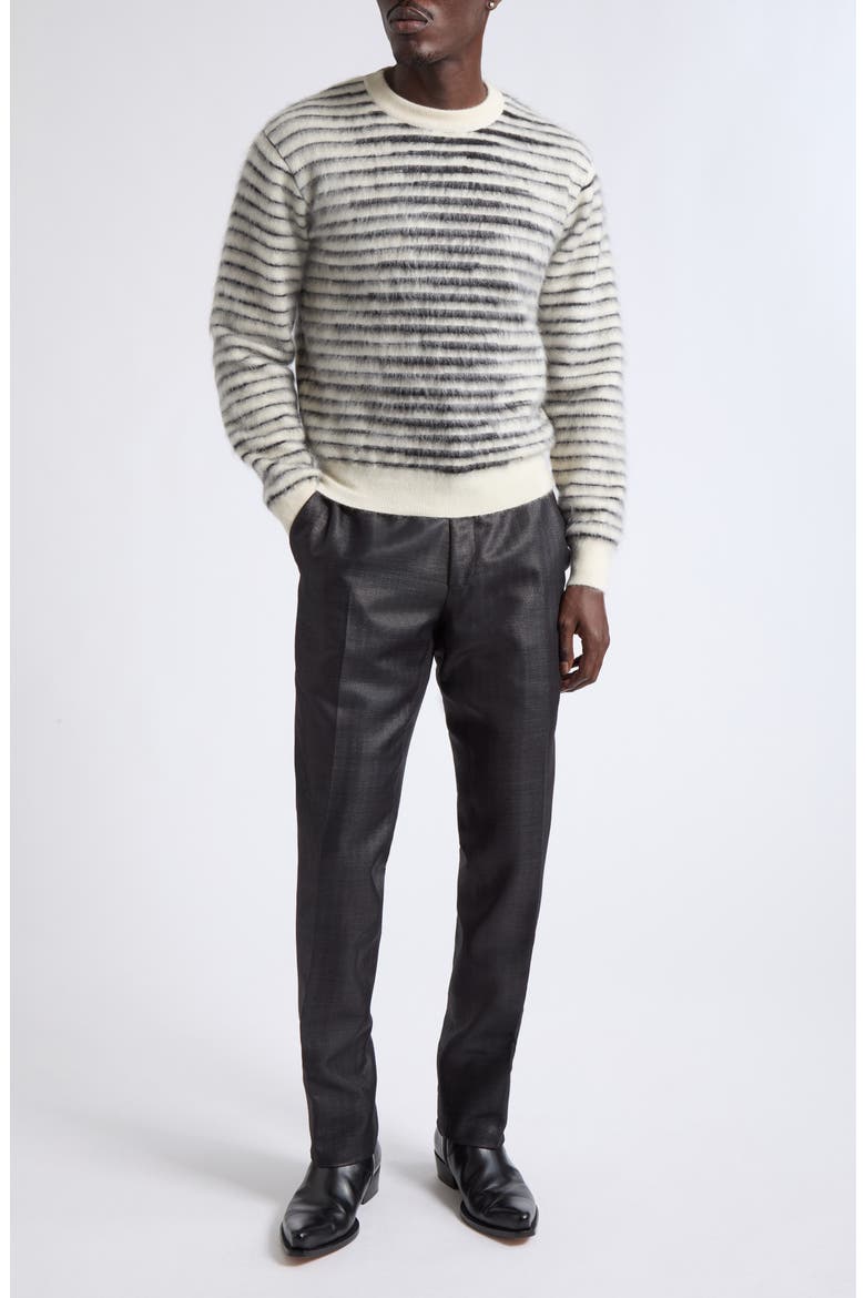 Glamorous Flat Front Wool Blend Herringbone Trousers, Alternate, color, NAA BLACK
