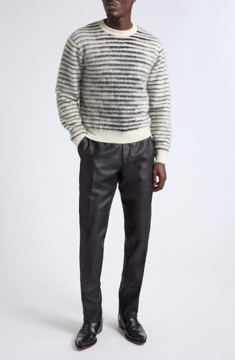 Brushed Striped Mohair Sweater