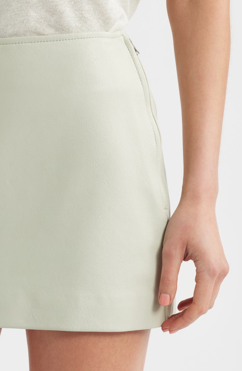 FRAME The Leather Miniskirt, Alternate, color, Soft Mint