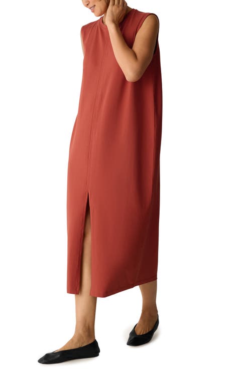 Crew Neck Front Slit Midi Dress (Regular & Petite)