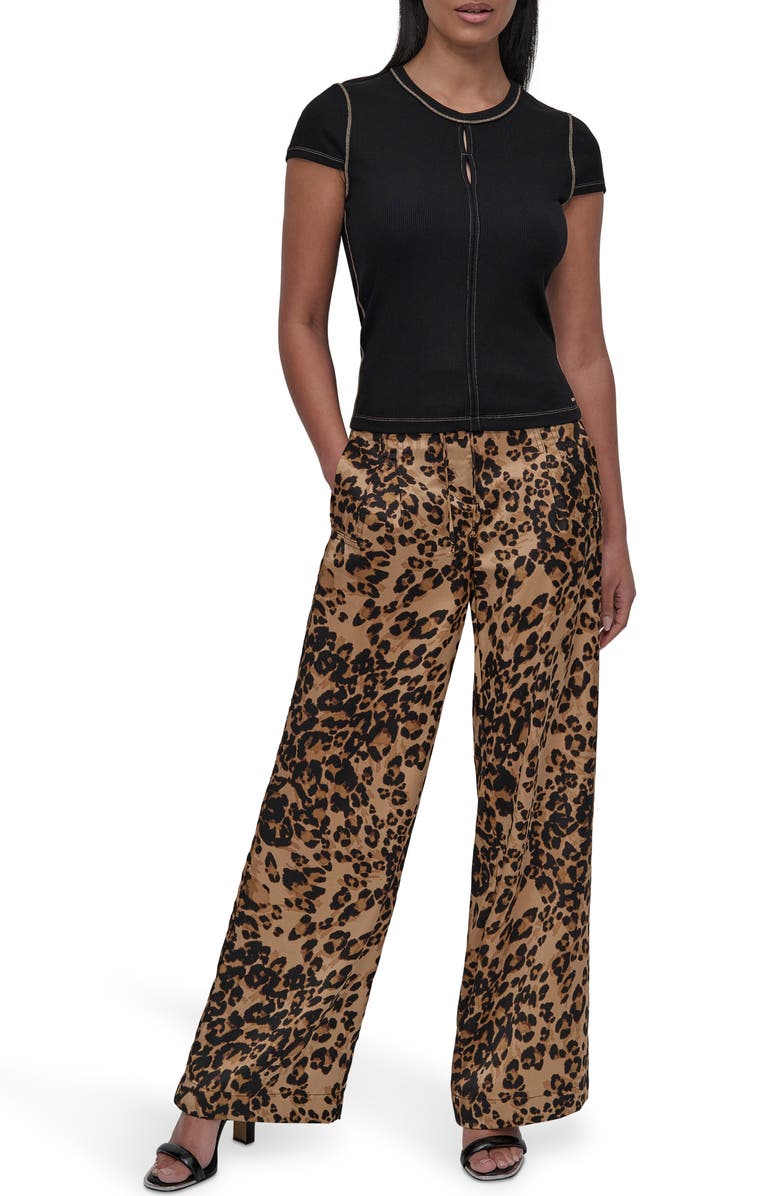 DKNY Contrast Stitch Rib Knit T-Shirt, Alternate, color, 