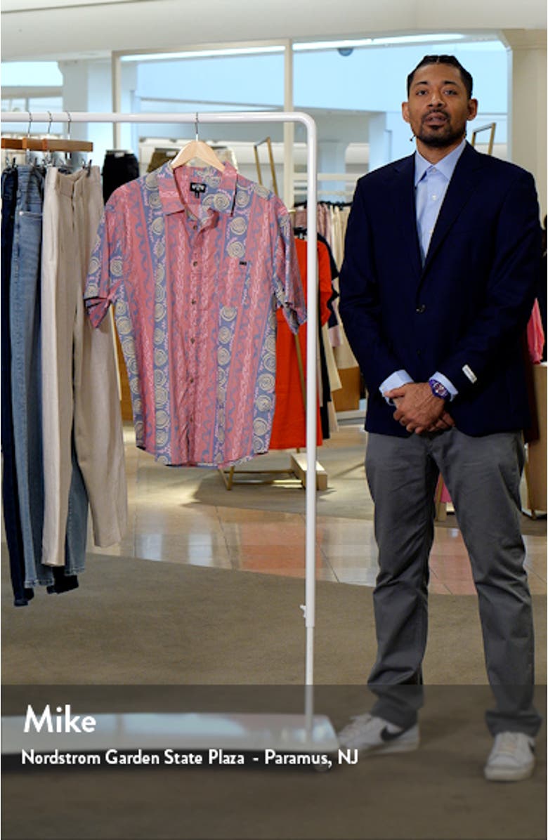 Sundays Print Short Sleeve Button-Up Shirt, sales video thumbnail