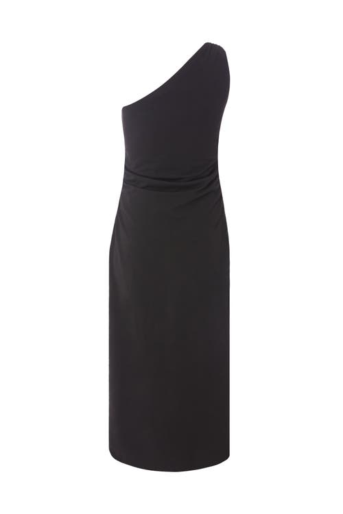 Quiz Asymmetric Scuba Crepe Maxi Dress With Embellished Detail In Black