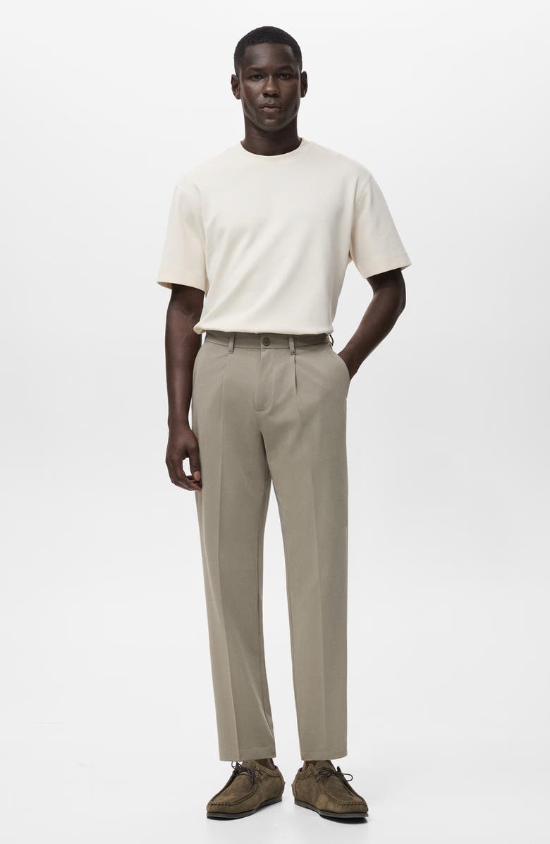 MANGO Pleated Fluid Straight Leg Pants, Alternate, color, Mink Grey