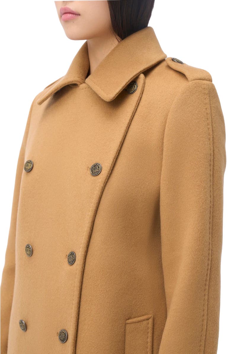 GOBI Mongolian Cashmere Double-Breasted Cashmere Coat, Alternate, color, Almond