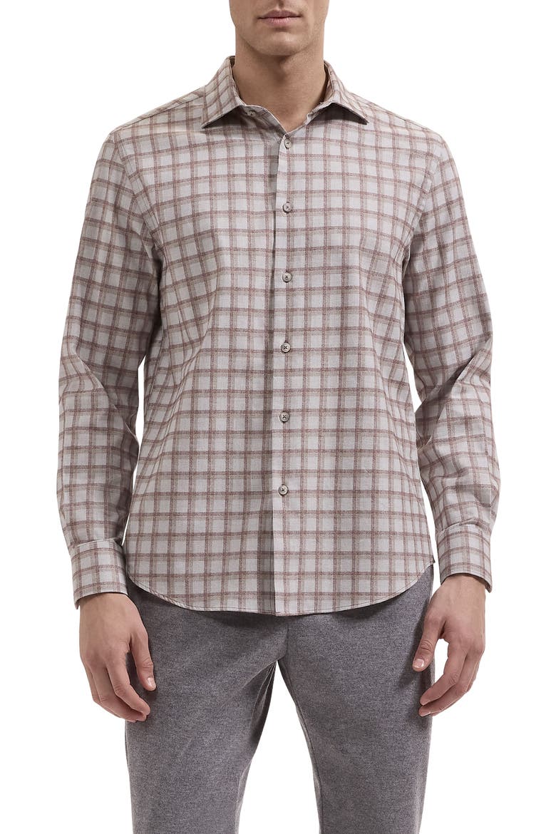 Axel Shaped Fit Long Sleeve Cotton Button Up Shirt, Main, color, SMOKE GREY