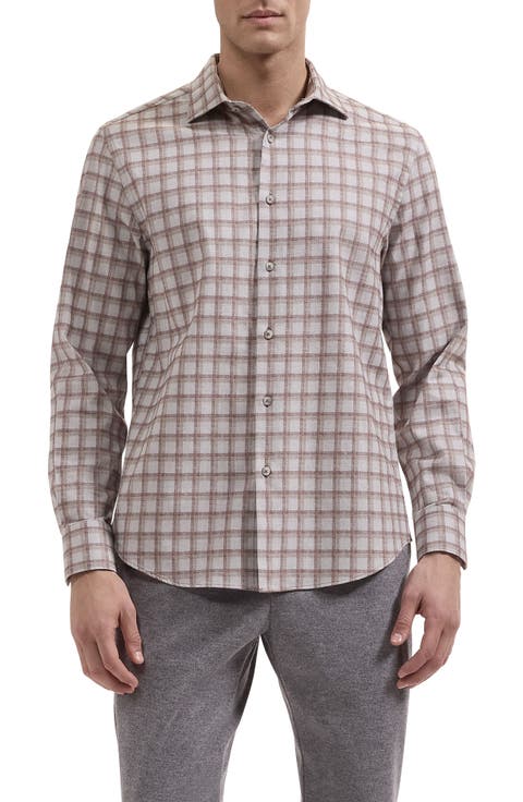 Axel Shaped Fit Long Sleeve Cotton Button Up Shirt