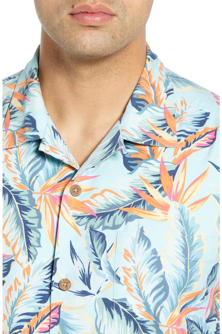 Break Wave Fronds Silk Blend Sport Shirt, Alternate, color, BLUE SWELL