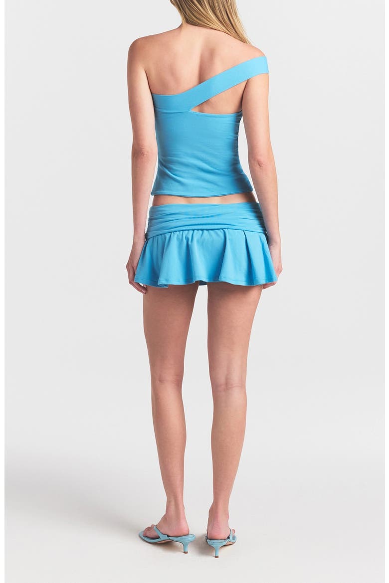 Foldover Cotton Blend Jersey Miniskort, Alternate, color, WATER