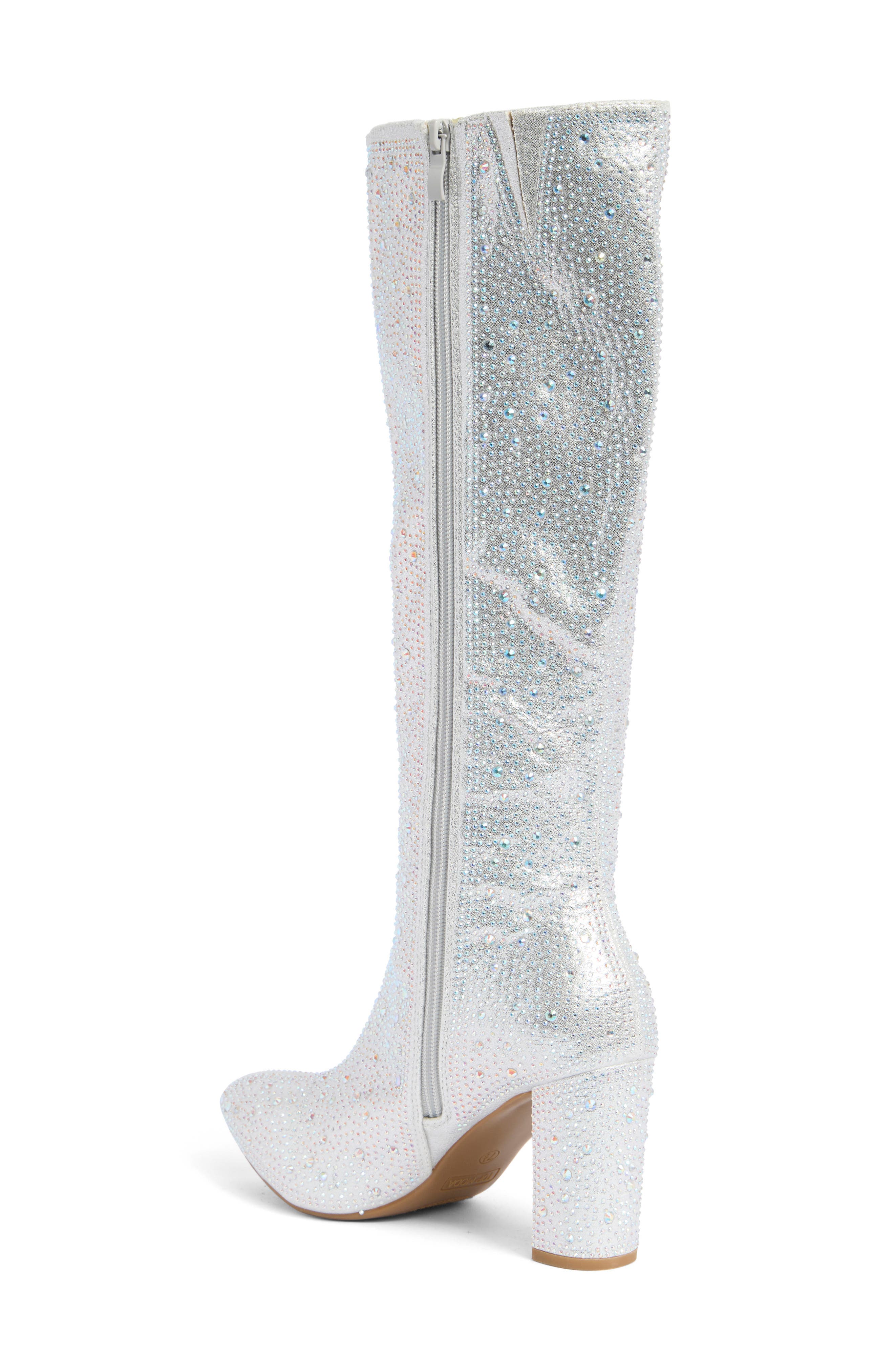 Martha Rhinestone Boot, Alternate, color, SILVER GLITTER