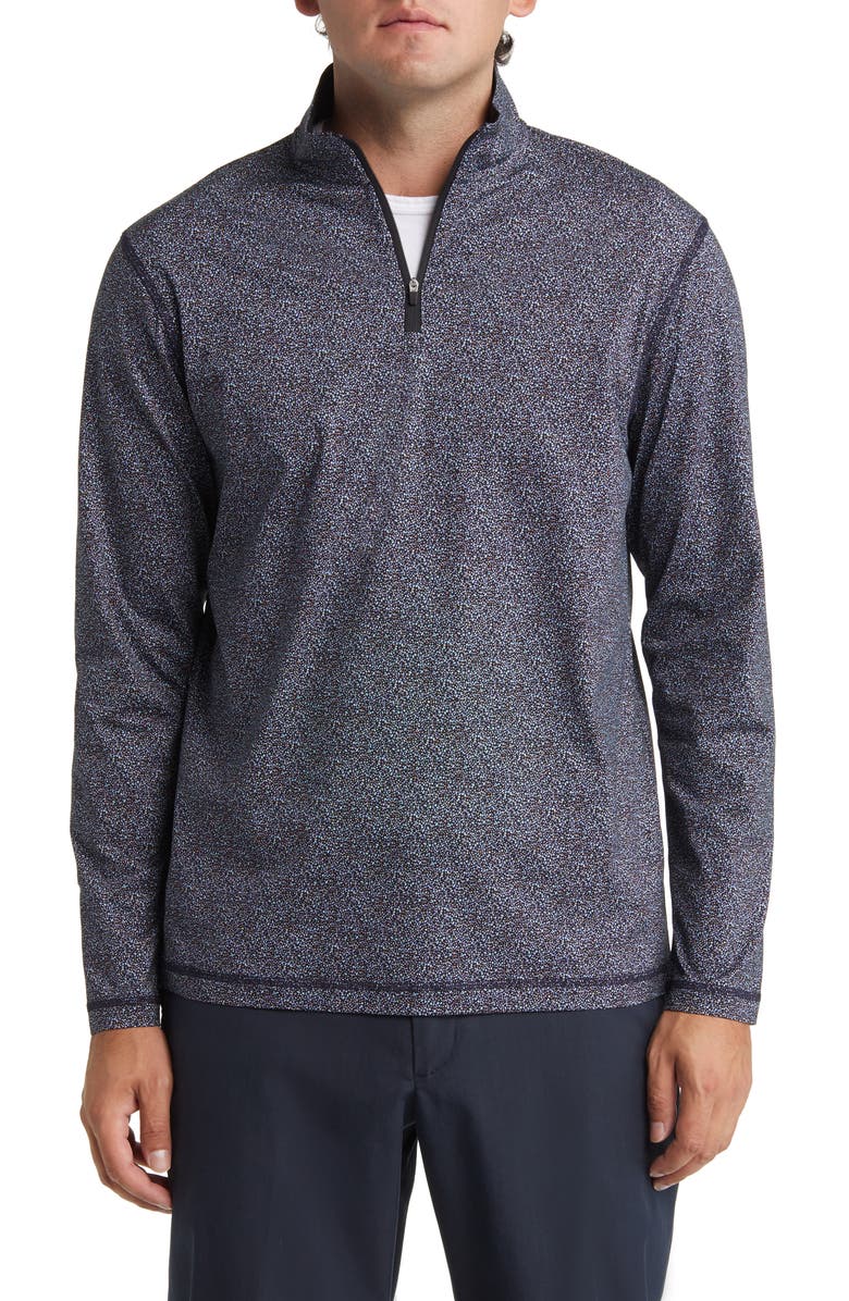 Bugatchi Anthony Micro Print OoohCotton<sup>®</sup> Quarter Zip Pullover, Main, color,