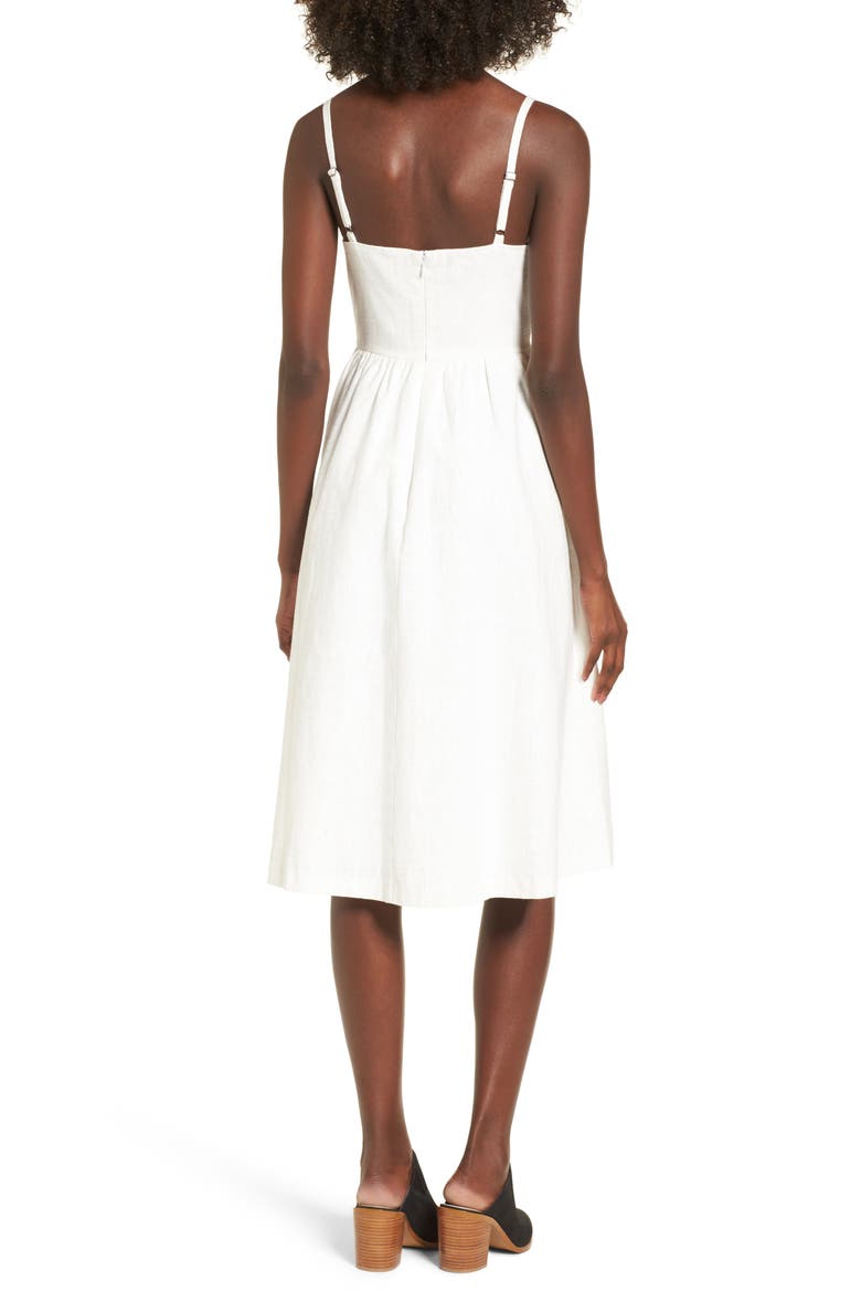 Cotton & Linen Ballerina Midi Dress, Alternate, color, WHITE