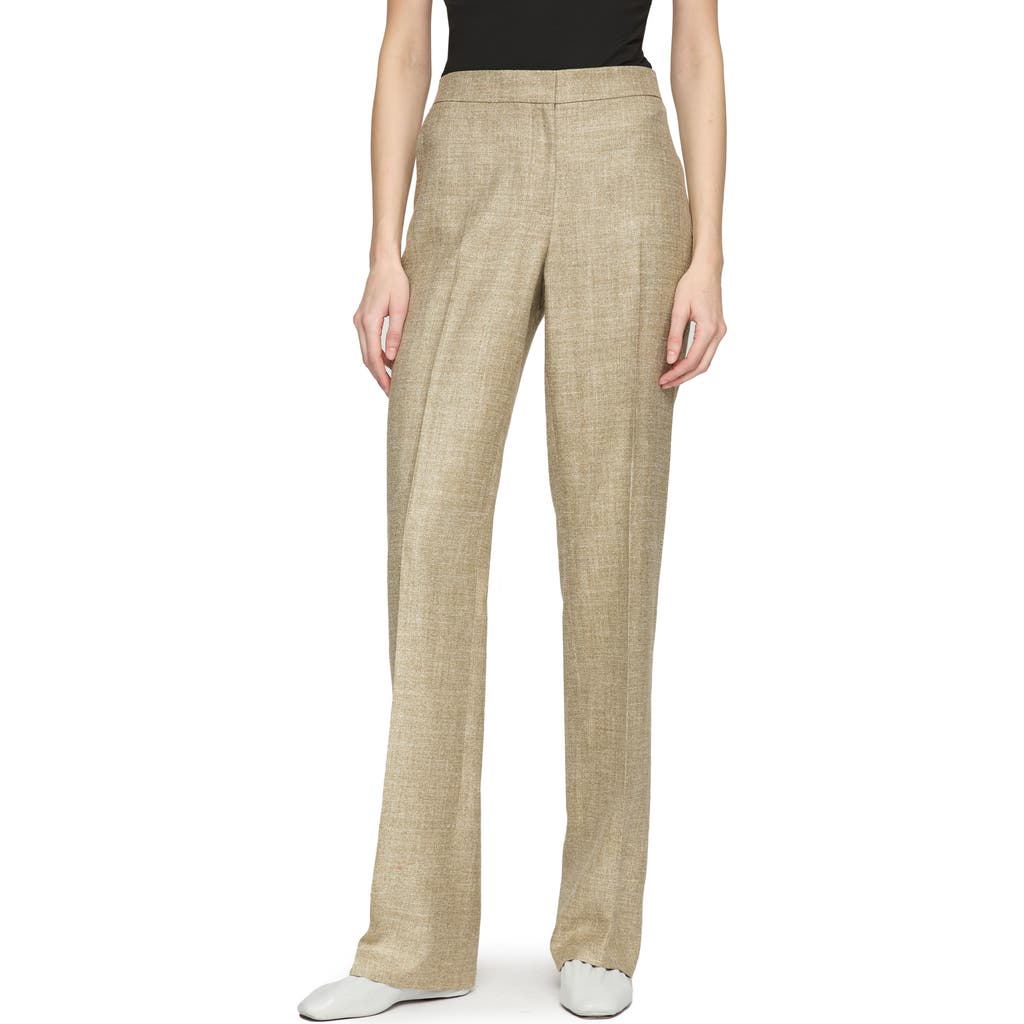 Lafayette 148 New York Gates Marled Weave Straight Leg Pants In Loden Green Multi