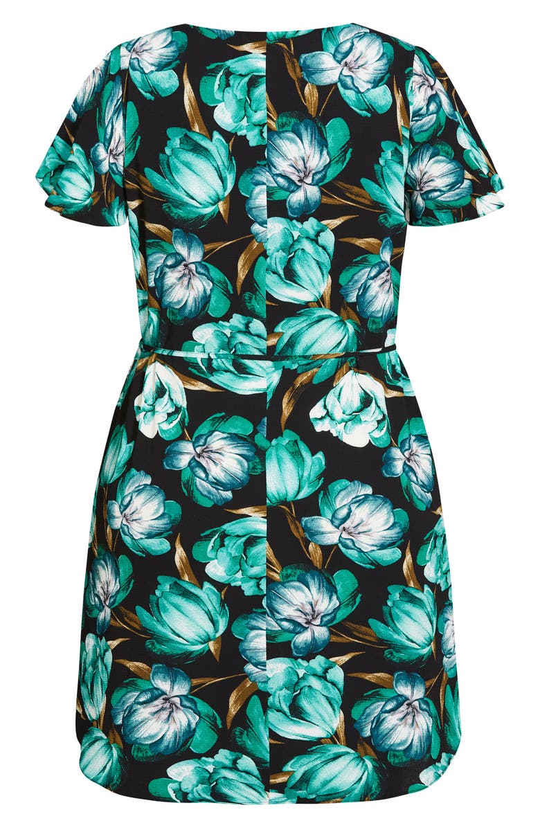 City Chic Tulip Short Sleeve Crepe Dress, Alternate, color, 