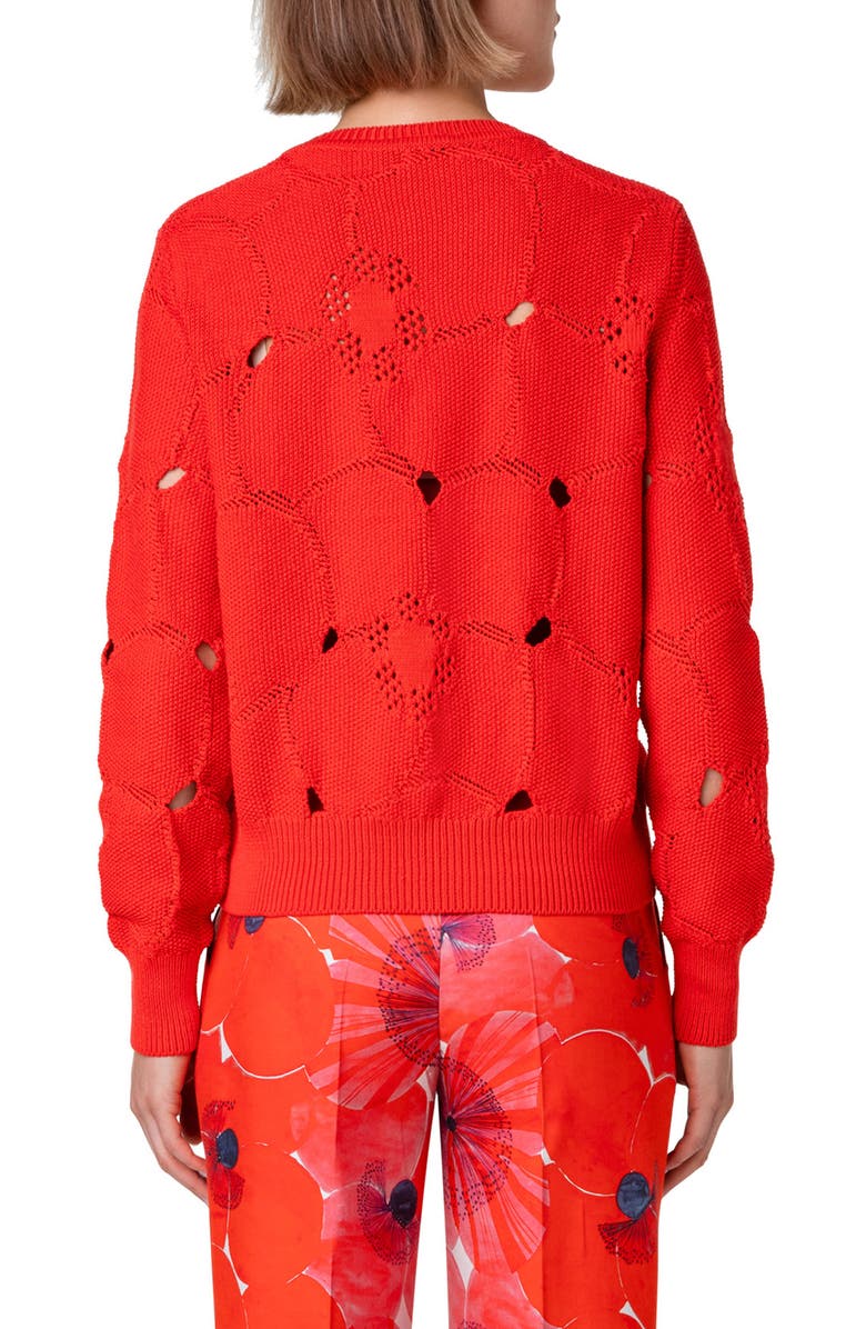 Akris Poppy Open Knit Stretch Cotton Crewneck Sweater, Alternate, color, 