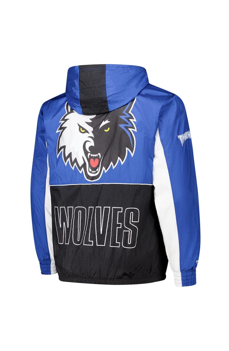 Mitchell & Ness Men's Mitchell & Ness Black/Blue Minnesota Timberwolves Hardwood Classics Big Shot Premium Full-Zip Windbreaker Jacket, Alternate, color, Black