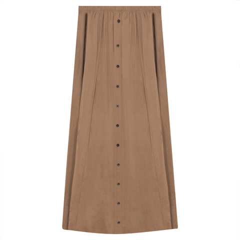 Maxi Gauze Faux Button Front Elastic Waistband Skirt