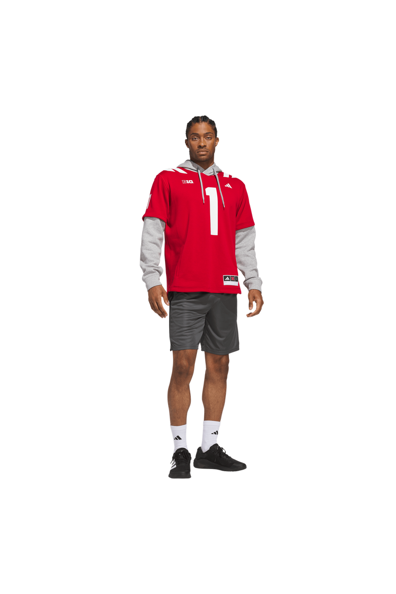 Men's adidas #1 Scarlet Nebraska Huskers Home Hooded Jersey, Alternate, color, Scarlet