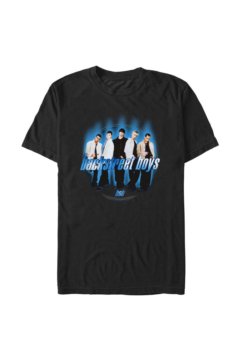 Men's Backstreet Boys Blue Glowing Circle  Graphic T-Shirt, Main, color, Black