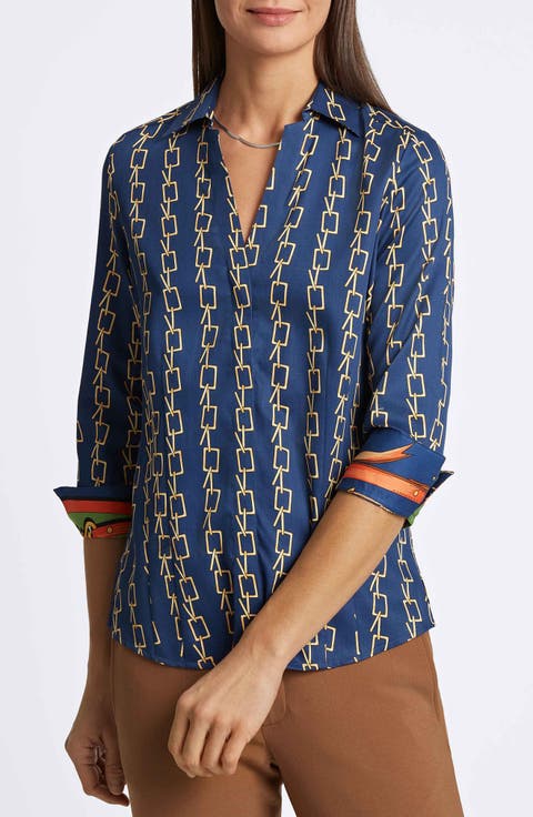 Taylor Chain Stripe Cotton Button-Up Shirt