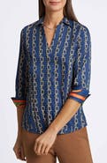 Foxcroft Taylor Chain Stripe Cotton Button-Up Shirt