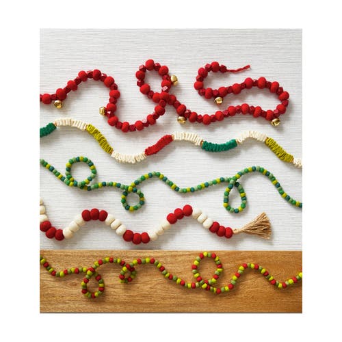 Tag Heirloom Wool Ball Garland Red Multi Decorative Wall Decor In Multi