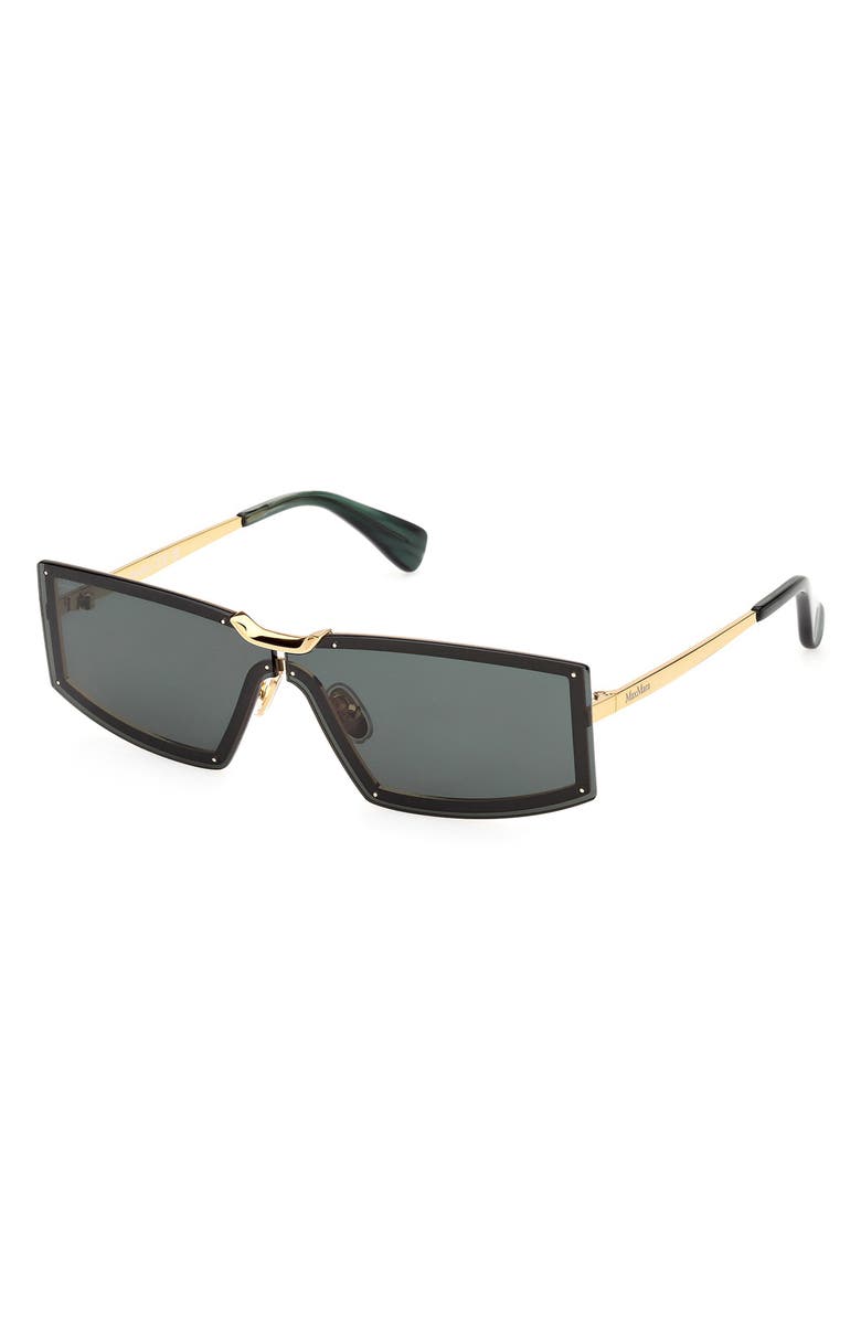 Max Mara 68mm Oversize Rectangular Sunglasses, Alternate, color, Gold/ Strpd Emerald / Emerald