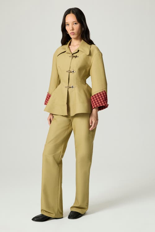 Nocturne Buckle-front Fitted Jacket In Green