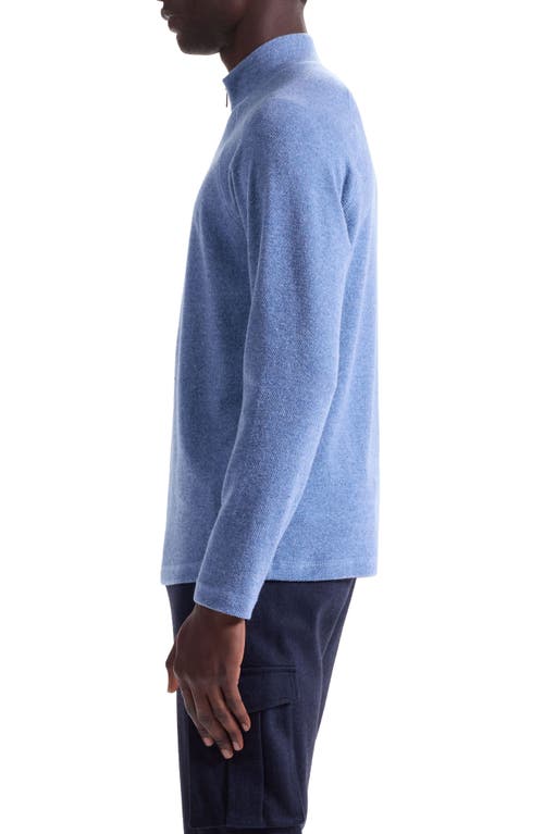 Bugatchi Brushed Cotton Blend Quarter Zip Pullover In Blue