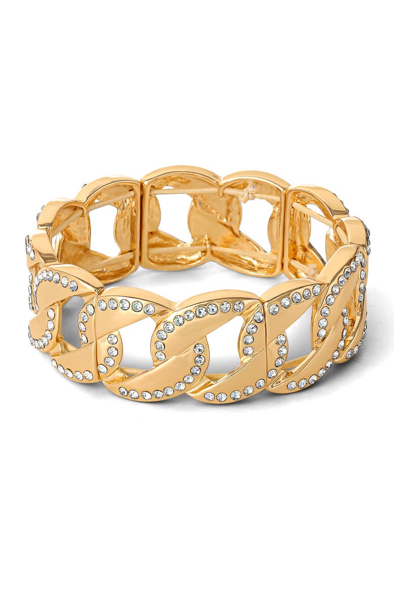 Link Bracelet with Crystals, Main, color, Gold