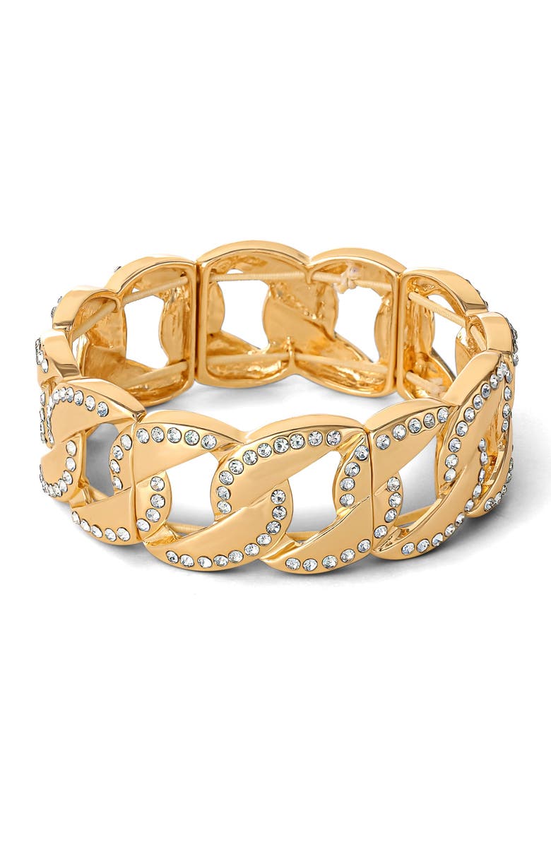 Jessica Simpson Link Bracelet with Crystals, Main, color, Gold