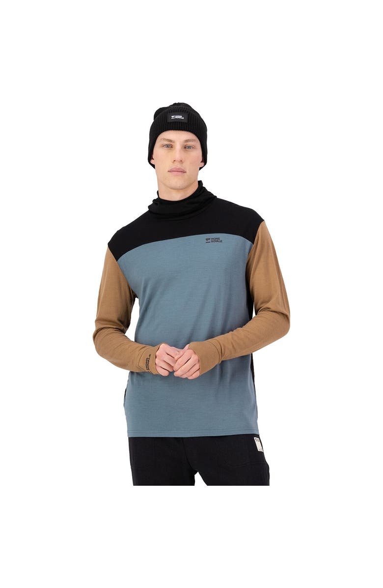 Mons Royale Yotei Powder Hoodie - Men's, Alternate, color, Goblin Blue/Toffee/Black