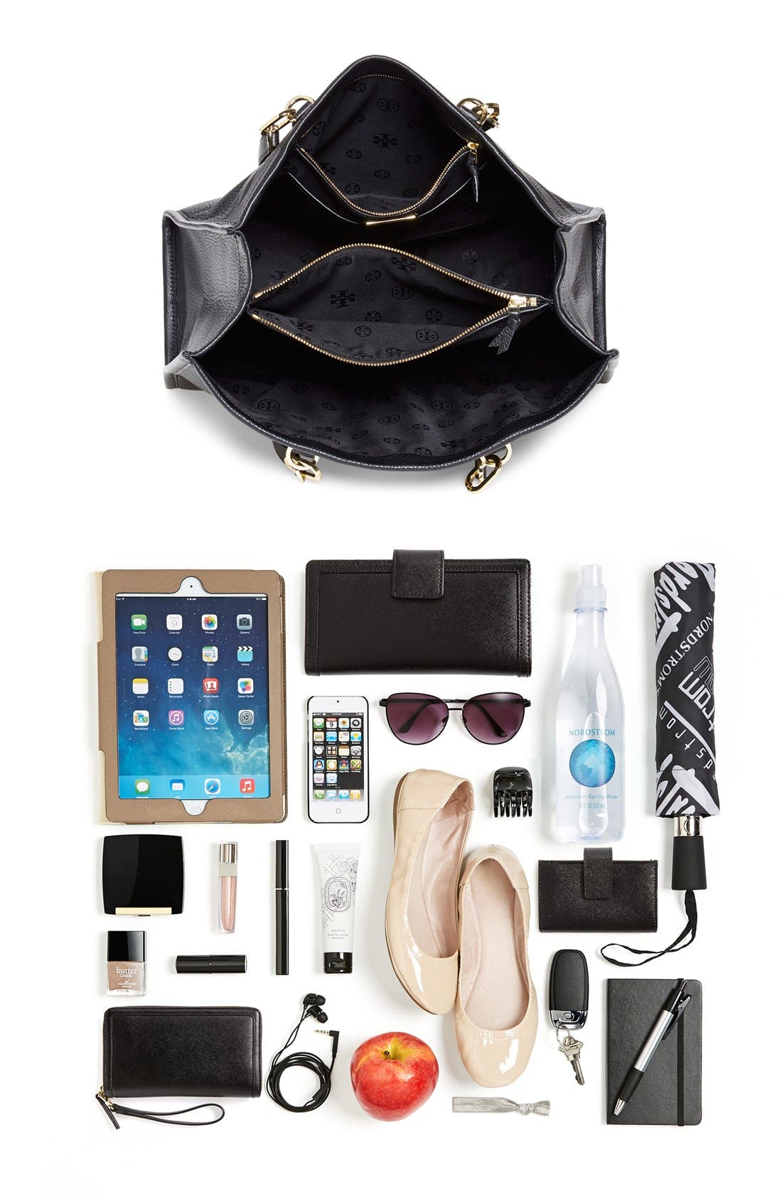 'Britten' Leather Tote, Alternate, color, BLACK