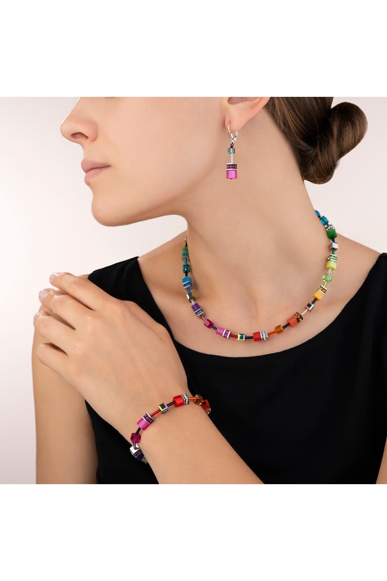 Geocube Earrings, Alternate, color, Pink